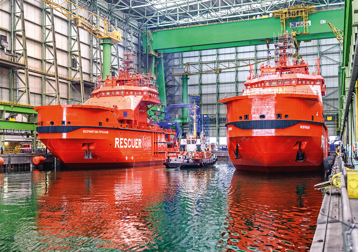 Nordic Yards (Germany) holds name-giving ceremony for MPSVs Beringov Proliv and Murman